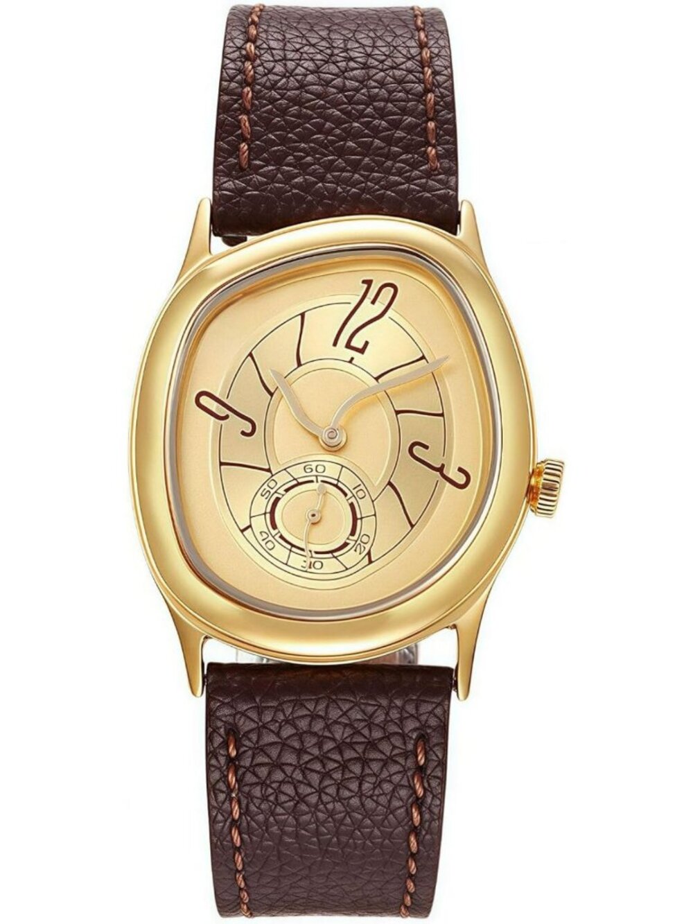 Stylish Unisex Twisted Dial Quartz Watch with Leather Strap - Trendy Timepiece